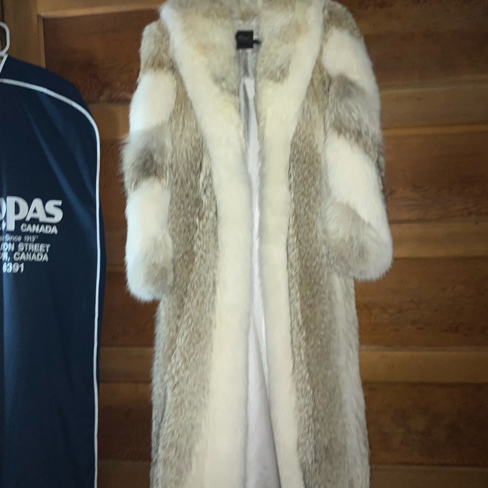 Fox and coyote fur full length coat